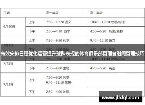 高效安排日程优化运营提升球队表现的体育俱乐部管理者时间管理技巧